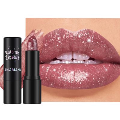 Jolilab Sparkling Lip Gloss, Long Lasting Waterproof Moisturizer Lip Balm Glitter Shimmer Metallic Lipstick, Diamond Shiny Bold Glow Goth Lipstick for Women Girls, Non-sticky (1, 07)