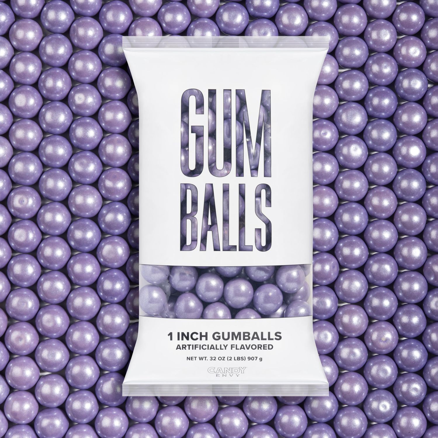 Candy Envy - Shimmer Lavender 1 Inch Gumballs - 2lb Bag - Approximately 113 Gumballs Per Bag - North American Made Kosher Certified