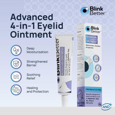 BetterLids Eyelid Ointment - Intense Oat Complex with Shea Butter Panthenol - Hydrates, Nourishes Soothes - Moisturizing Care for Dry, Itchy, Red, Sensitive, Flaky Skin Around the Eyes - 0.35 oz