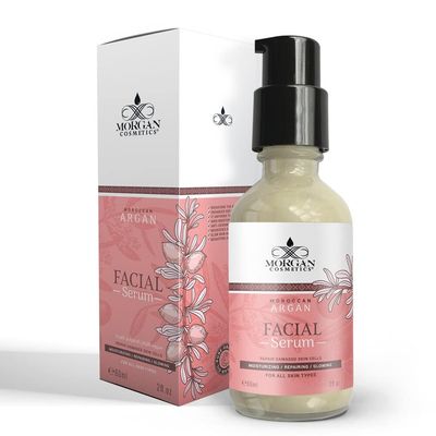 Morgan Cosmetics 100 Pure Cold Pressed Organic Argan Oil Moisturizing Facial Serum Anti Aging with Hyaluronic Acid Reduces the Appearance of Dark Spots, Wrinkles and Hydrates Dry Skin (2 Oz)