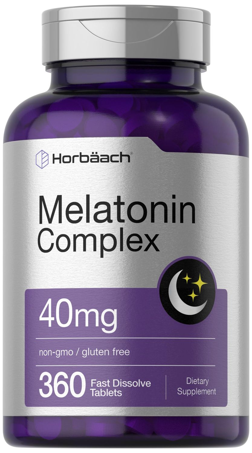 Horbach Melatonin 40mg Complex 360 Fast Dissolve Tablets Adult Extra Strength Supplement with Chamomile and Ashwagandha Vegetarian, Non-GMO, Gluten Free