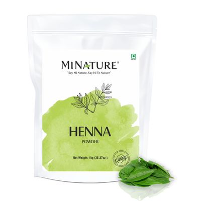 mi nature Henna Powder (Lawsonia inermis) for Hair Dye Natural Hair Color Henna Mehandi Powder for Hair from Rajasthan No Added Presevative 1kg (35.27Oz) (1000 Gram)