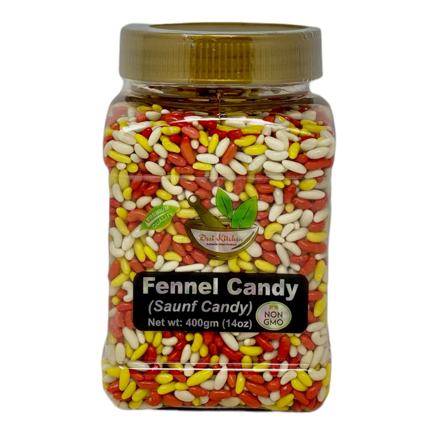 Desi Kitchen Spices All Natural Salt Free Vegan NON GMO Fennel Candy (Saunf Candy) 400gm (14 oz) Indian After Meal Digestive Treat (Best Mouth Freshener)
