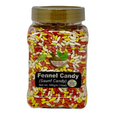 Desi Kitchen Spices All Natural Salt Free Vegan NON GMO Fennel Candy (Saunf Candy) 400gm (14 oz) Indian After Meal Digestive Treat (Best Mouth Freshener)