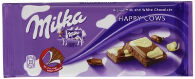 Milka Happy Cows Alpine Milk and White Chocolate Bar 100 g (Pack of 21)