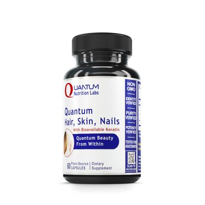 Quantum Nutrition Labs Hair Skin and Nails - Keratin Supplement, Hair Growth Supplement for Women Men with Magnesium, Calcium, Beauty from Within for Hair, Skin and Nails - 60 Vegetarian Capsules