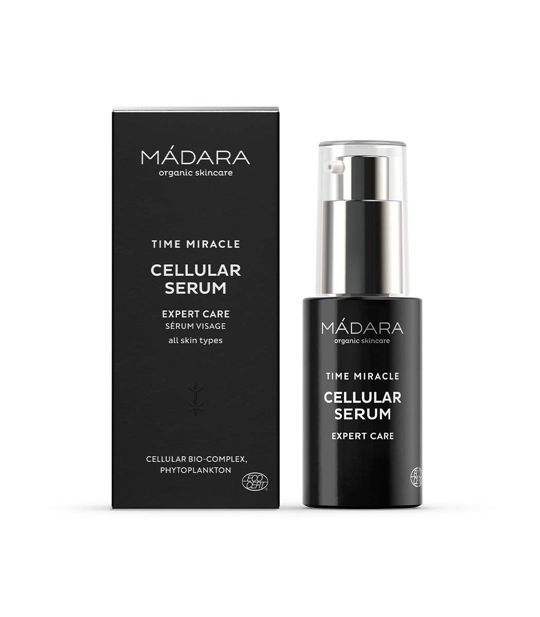 MDARA Organic Skincare Time Miracle Cellular Serum - 30ml, Anti-ageing serum for face, With plant antioxidants, hyaluronic acid and birch sap, Made for mature skin, COSMOS Organic certified.