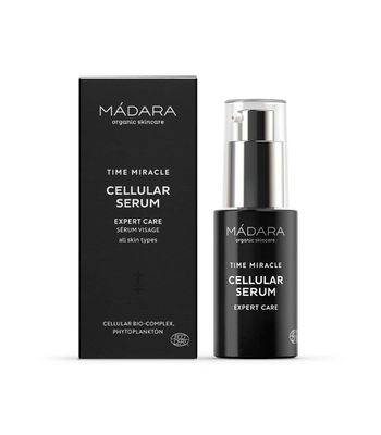 MDARA Organic Skincare Time Miracle Cellular Serum - 30ml, Anti-ageing serum for face, With plant antioxidants, hyaluronic acid and birch sap, Made for mature skin, COSMOS Organic certified.