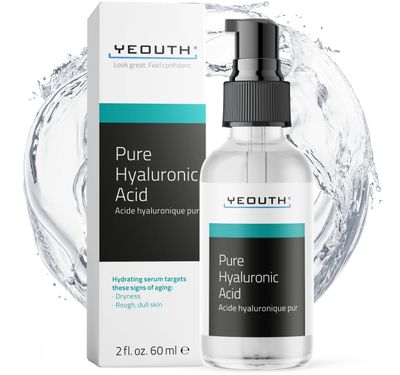 YEOUTH Pure Hyaluronic Acid Serum for Face 99 for Dry Dull Skin, Hydrating Hyaluronic Face Serum for Women Men, For All Skin Types 2oz