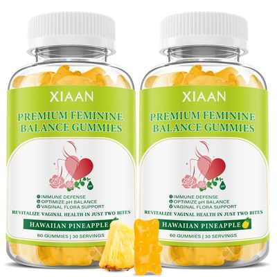 XIAAN Premium Feminine Balance Gummies for Women&#39;s Immune Health, Hawaiian Pineapple Gummies Support PH Balance Vaginal Health, Vegan, Gluten-Free, 120 Gummies