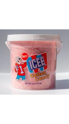 ICEE Cherry Cotton Candy - Sweet Carnival Treat, Fluffy Airy Snack, Perfect for Kids Adults, Bucket with Handle, Great for Parties, On-the-Go Snacking Fun Desserts - 5 Ounce