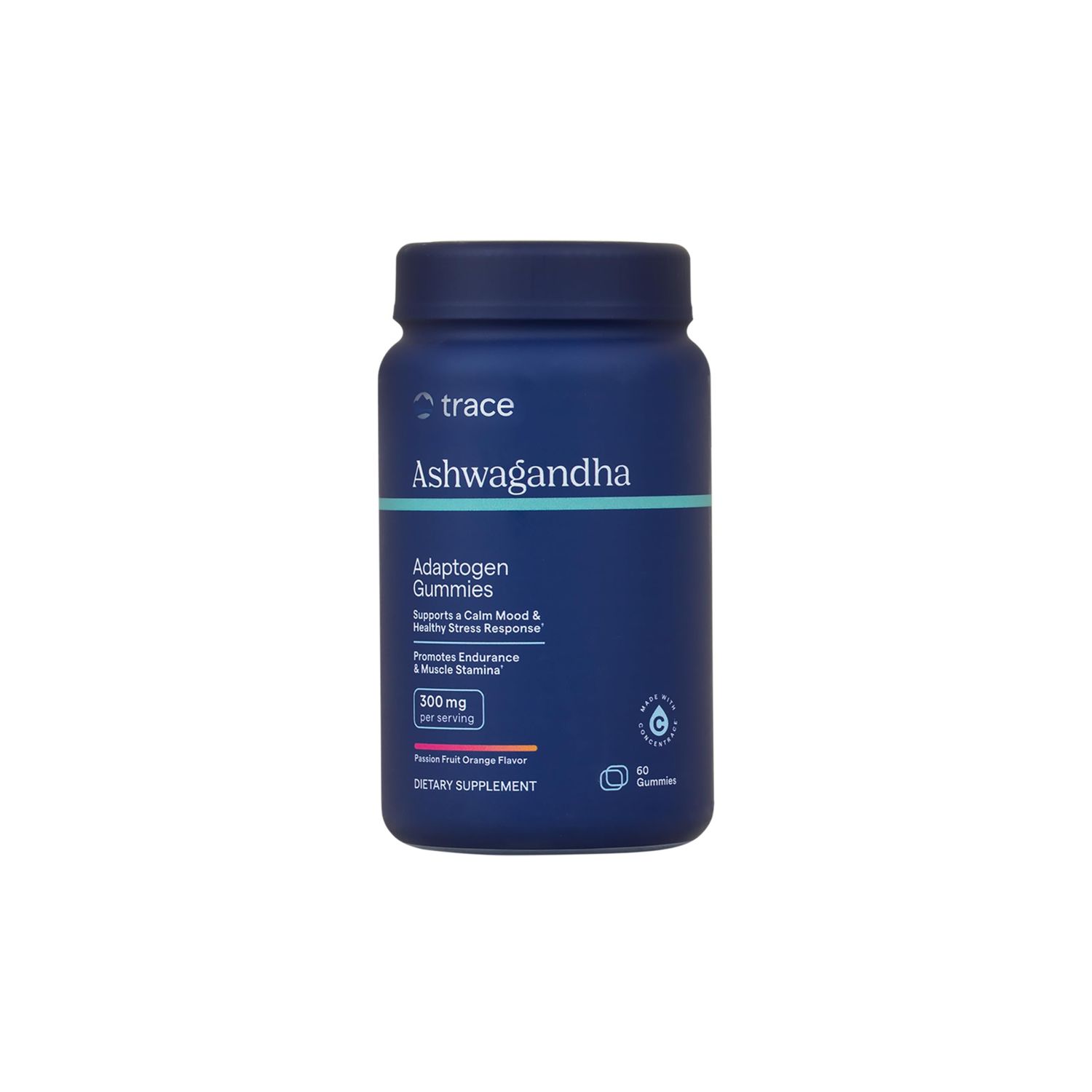 Trace Minerals Ashwagandha Gummies, 300mg - Health Supplement to Support Brain Immune Health - Relaxation Supplement to Aid Calm Restful Sleep - Passion Fruit Orange, 60 Gummies (30 Servings)