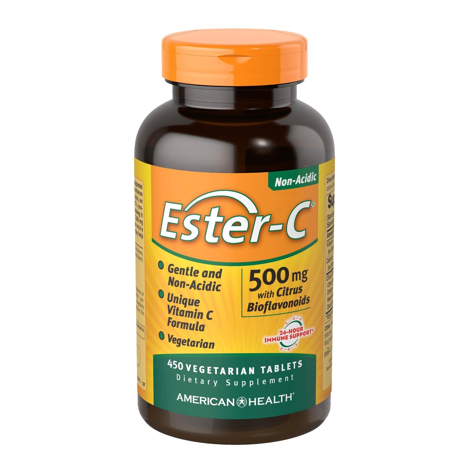 American Health Ester-C with Citrus Bioflavonoids Vegetarian Tablets - 24-Hour Immune Support, Gentle On Stomach, Non-Acidic Vitamin C - Non-GMO, Gluten-Free, Vegan - 500 mg, 450 Count, 225 Servings