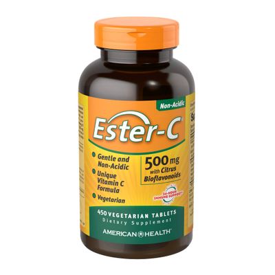 American Health Ester-C with Citrus Bioflavonoids Vegetarian Tablets - 24-Hour Immune Support, Gentle On Stomach, Non-Acidic Vitamin C - Non-GMO, Gluten-Free, Vegan - 500 mg, 450 Count, 225 Servings
