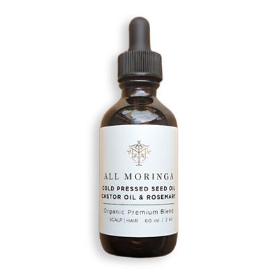 All Moringa Rosemary Scalp Strengthening Oil with Moringa seed oil, Castor Oil Vitamin E, Promotes Hair Growth, Strength, Shine - Hydrating and Nourishing Formula, USDA All Hair Types, 2 Ounce