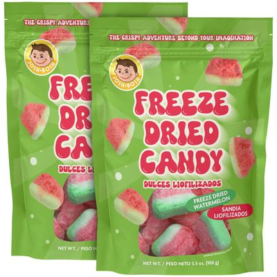 Josh Bosh Freeze-Dried Candy, Watermelon, Crunchy Airy Gummy Candies, 3.5 Oz (Pack of 2)
