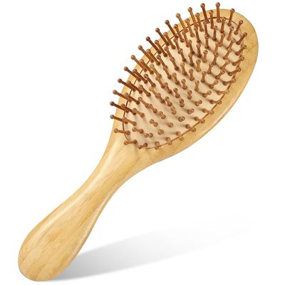 Hair Brush for Hair Growth, Detangling Wooden Paddle Hairbrush with Natural Bamboo Bristles for Scalp Massage, All Hair Types, for Women, Men, and Kids