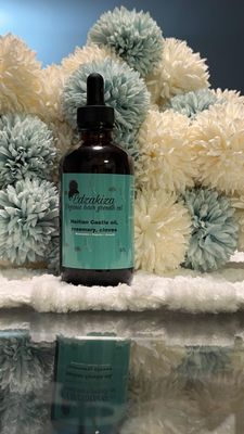 Edzakiza 100 organic Hair Growth Oil .Scalp Thickening Moisturizing. Vegan Hair Treatment For Women, Men with Dry, Frizzy, Weak Hair and Hair Loss. Rosemary, Haitian Castor Oil, 4 oz, Gold