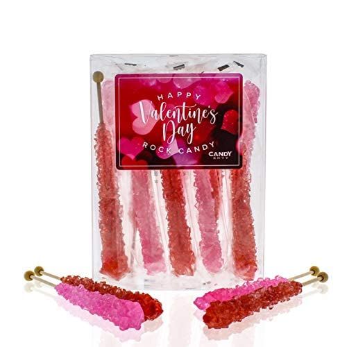 Candy Envy Valentine&#39;s Day Rock Candy Sugar Sticks - 10 Count