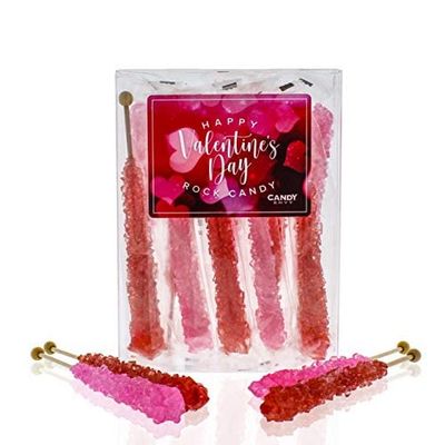 Candy Envy Valentine&#39;s Day Rock Candy Sugar Sticks - 10 Count