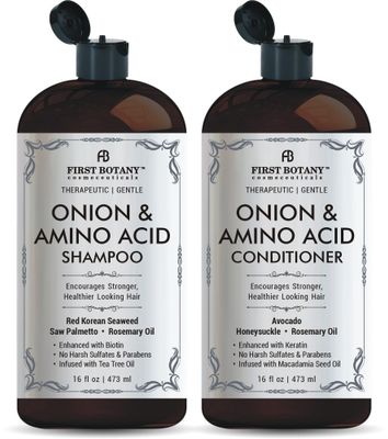 Onion Amino Acid Shampoo and Conditioner Set - Hair Growth Strengthening Formula with Biotin, Keratin Argan Oil - Sulfate-Free, Made in USA - 16 fl oz x 2