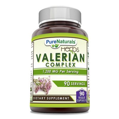 Pure Naturals Valerian Complex Supplement 1200 Mg 90 Veggie Capsules Non-GMO Gluten Free Made in USA