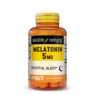 MASON NATURAL Melatonin 5 mg with B6 and Calcium, Natural Sleep Aid, Supports Healthy Sleep Rest, 60 Count