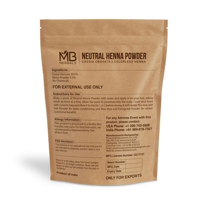 MB Herbals Neutral Henna Powder 227g Half Pound Senna Powder Cassia obovata Colorless Henna Natural Hair Conditioner Does Not Color - Only Conditions The Hair