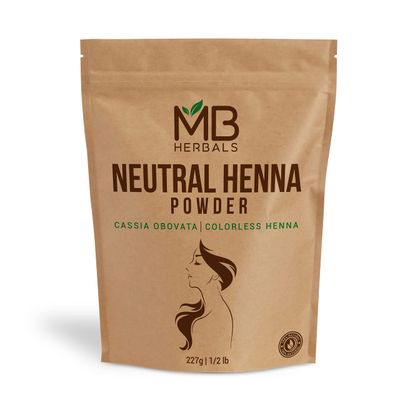 MB Herbals Neutral Henna Powder 227g Half Pound Senna Powder Cassia obovata Colorless Henna Natural Hair Conditioner Does Not Color - Only Conditions The Hair