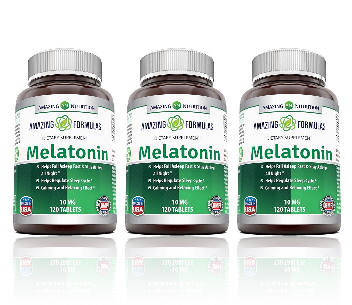 Amazing Formulas Melatonin 10mg Tablets Supplement Helps Regulate Sleep Cycle Non GMO Gluten Free Made in USA (120 Count 3 Pack)