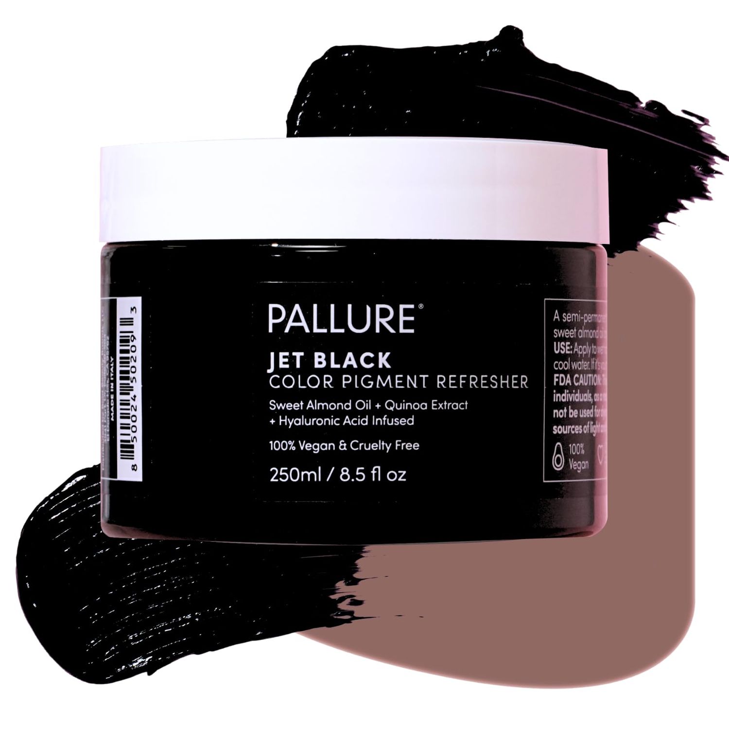 Pallure Color Pigment Refresher Mask, Semi Permanent Hair Color Depositing Conditioner, 8.5 Oz (Intense Black)