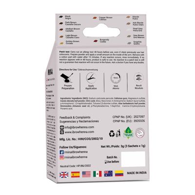 MINA ibrow Henna Regular Pack Coloring tint kit up to 6 week (Pearl Gray)
