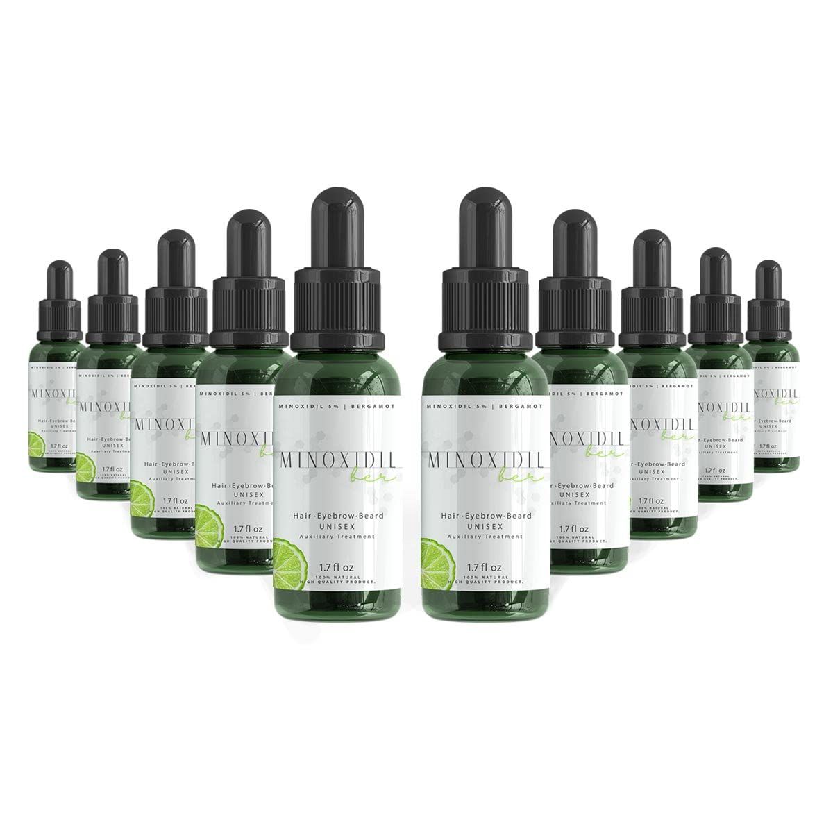 10 Bottles Treatment for Hair and Beard Minoxidil 5 and Bergamot Concentrate MINOXIDILBER. For hair regrowth, Hair loss treatment, Thicker hair. Beard regrowth treatment