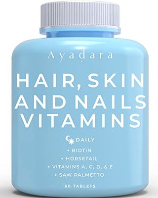 AYADARA Hair Skin and Nails Vitamins 60 Capsules, Premium Biotin Hair Growth Vitamins, Skin, Nail - Hair Growth Supplement, Natural Hair, Skin, Nails Vitamins for Women Men - Non-GMO, Gluten Free