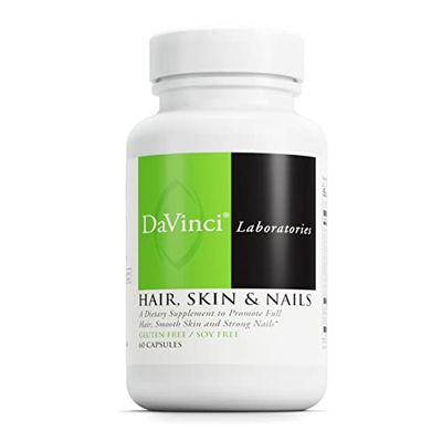 DAVINCI Labs Hair, Skin Nails - Helps Support Shiny Hair, Strong Nails Healthy Skin with Collagen, Biotin, Hyaluronic Acid More - 60 Capsules (30 Servings)