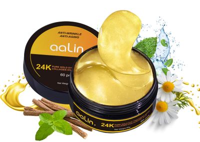 aalin Get Amazing Results 24K Gold Under Eye Hydrogel Patches60Pcs With Licorice Extract, Hyaluronic Acid, Collagen Glycerin Specialized for Puffy Eyes, Dark Circles and Wrinkles