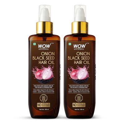 WOW Skin Science Hair Oil Treatment for Dry Damaged hair Growth - with Almond, Castor, Olive, Coconut Jojoba Oil (6.8 Fl Oz, Pack of 2)