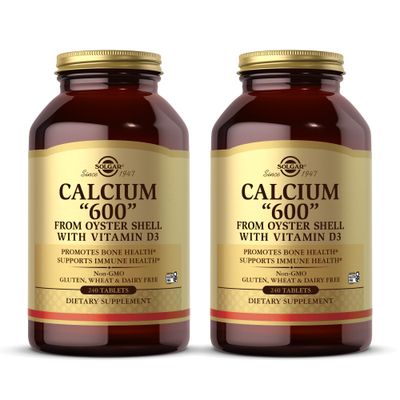 Solgar Calcium 600&quot; - 240 Tablets, Pack of 2 - from Oyster Shell with Vitamin D3 - Non-GMO, Gluten Free, Dairy Free - 240 Total Servings