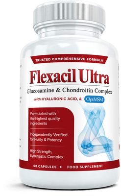FLEXACIL ULTRA Joint Health Support Supplement with Glucosamine, Chondroitin, Hyaluronic Acid MSM, 60 Capsules