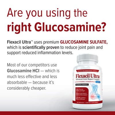 FLEXACIL ULTRA Joint Health Support Supplement with Glucosamine, Chondroitin, Hyaluronic Acid MSM, 60 Capsules