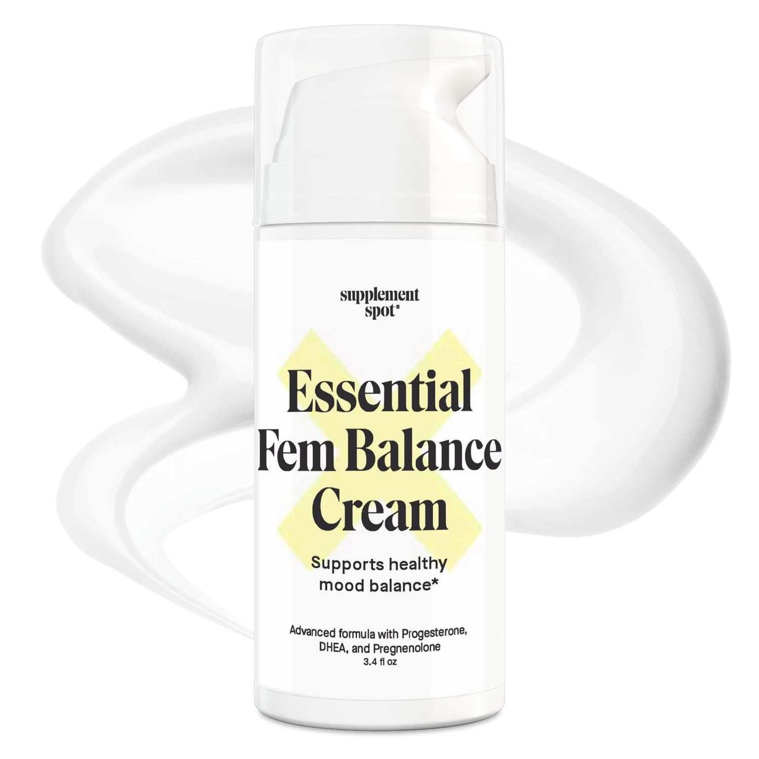 Supplement Spot Fem Balance Cream, Natural Womens Neck Chest Cream with Progesterone, Phytoestrogens, DHEA, Pregnenolone, Formulated to Support Essential Mood Balance in Women