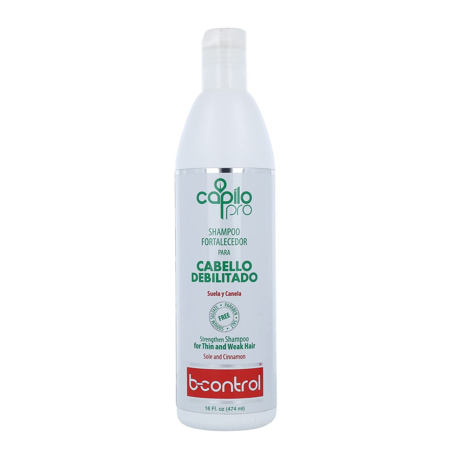 CAPILO PRO B- CONTROL SHAMPOO 16 OZ. SOLE AND CINNAMON STRENGTHENING SHAMPOO FOR FINE AND WEAK HAIR