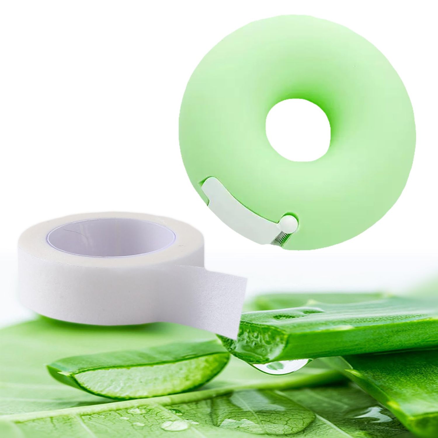 swfDzk Aloe Vera Beauty Makeup Tape; Eye Shadow; Eyelash Transplantation; Eyelash Technology; Makeup Practice, etc Multiple Uses Donut-shaped Cut Tape 2-piece Set