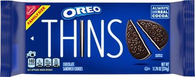 OREO Thins Chocolate Sandwich Cookies, Family Size, 11.78 oz