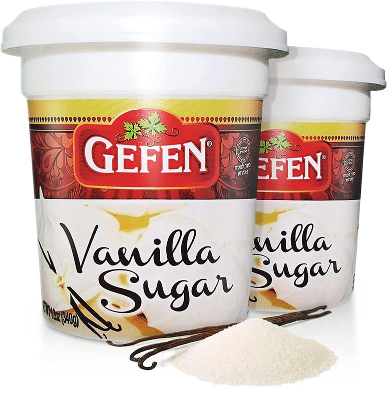 Gefen Vanilla Sugar, 12oz, 2 Pack, Resealable Container, Measuring Scoop Included