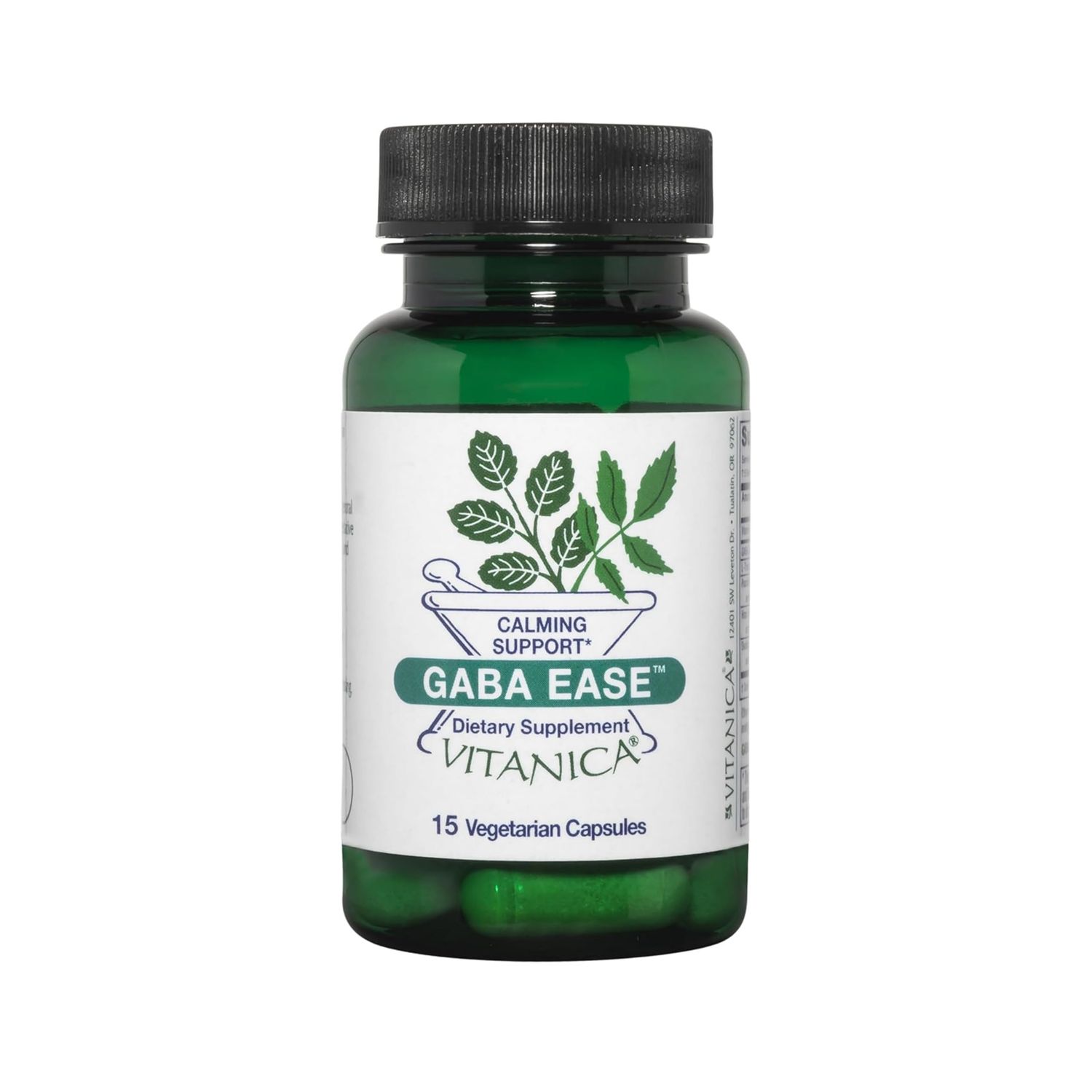 Vitanica GABA Ease - GABA &amp; L-Theanine Supplement for Calm &amp; Relaxation Support - Women&#39;s Health Supplement with GABA, Passionflower, Hops, Skullcap &amp; L-Theanine - Professional Line - 15 Vegan Caps