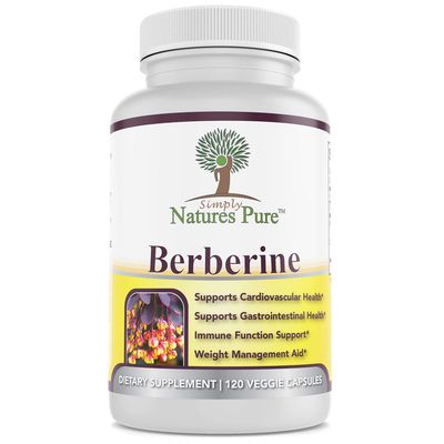 Simply Natures Pure Premium Berberine HCl 500mg - 120 Capsules - Cardiovascular Gastrointestinal Immune Support - Chromium Cinnamon