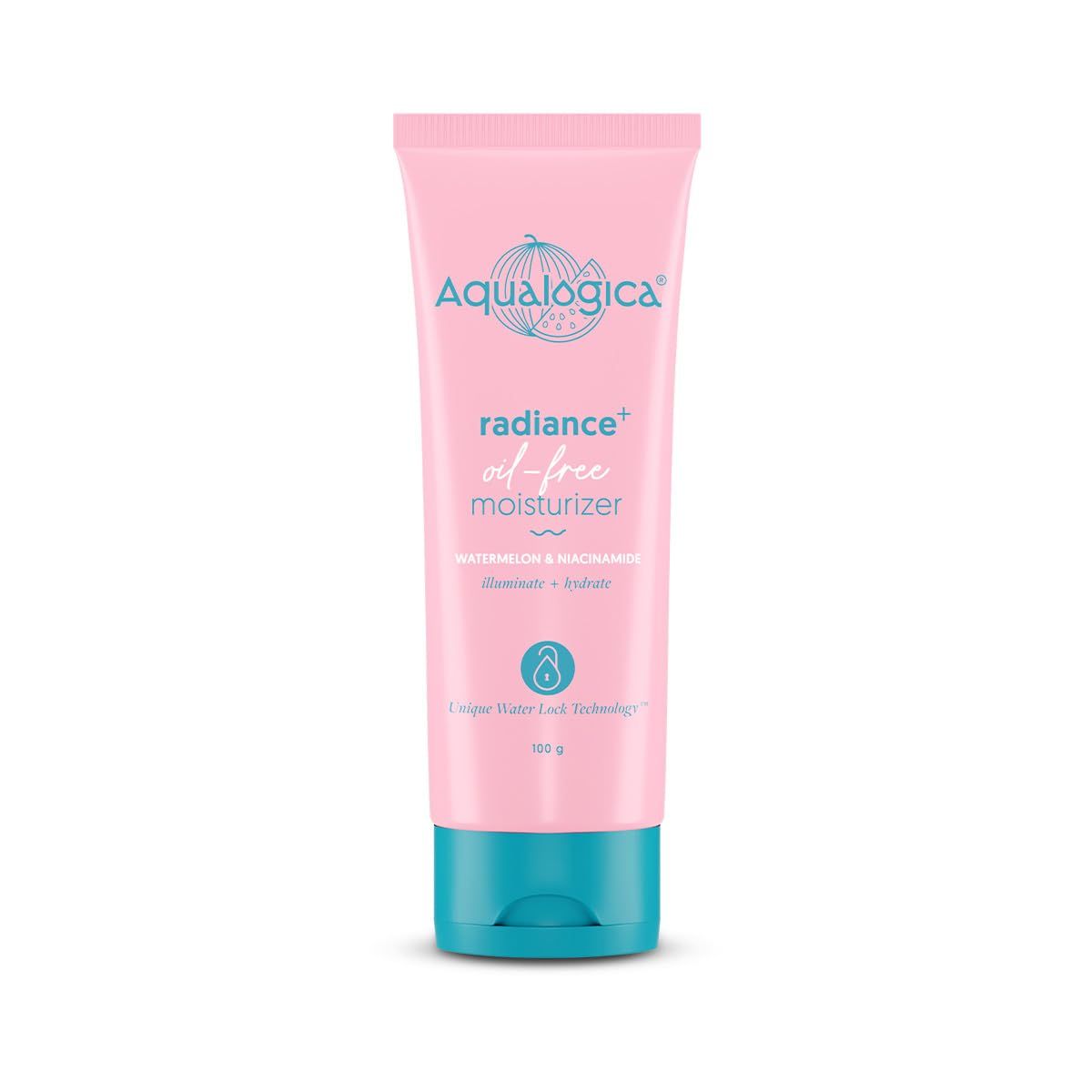 Aqualogica Radiance Oil Free Face Moisturizer Watermelon &amp; Niacinamide Infused Helps Reduce Acne Marks Hydrates Skin without Stickiness 3.38 Fl Oz100ml