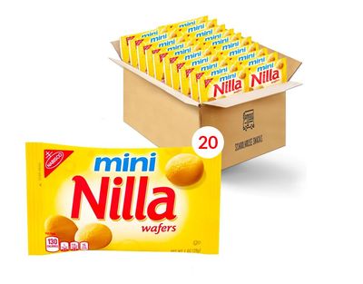 Nilla Wafers Cookies, Traditional Nilla Wafers, Perfect for Snacking, Vanilla Wafers Cookies 20 pk bundled by Schoolhouse Snacks