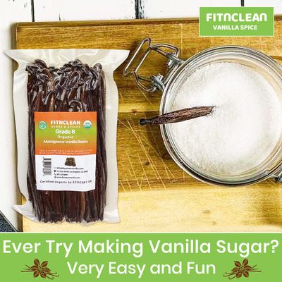 100 Organic Vanilla Beans Madagascar Grade B for extract, Cooking and Baking. Certified USDA Organic. 5-7 by FITNCLEAN VANILLA Whole NON-GMO Bourbon Pods